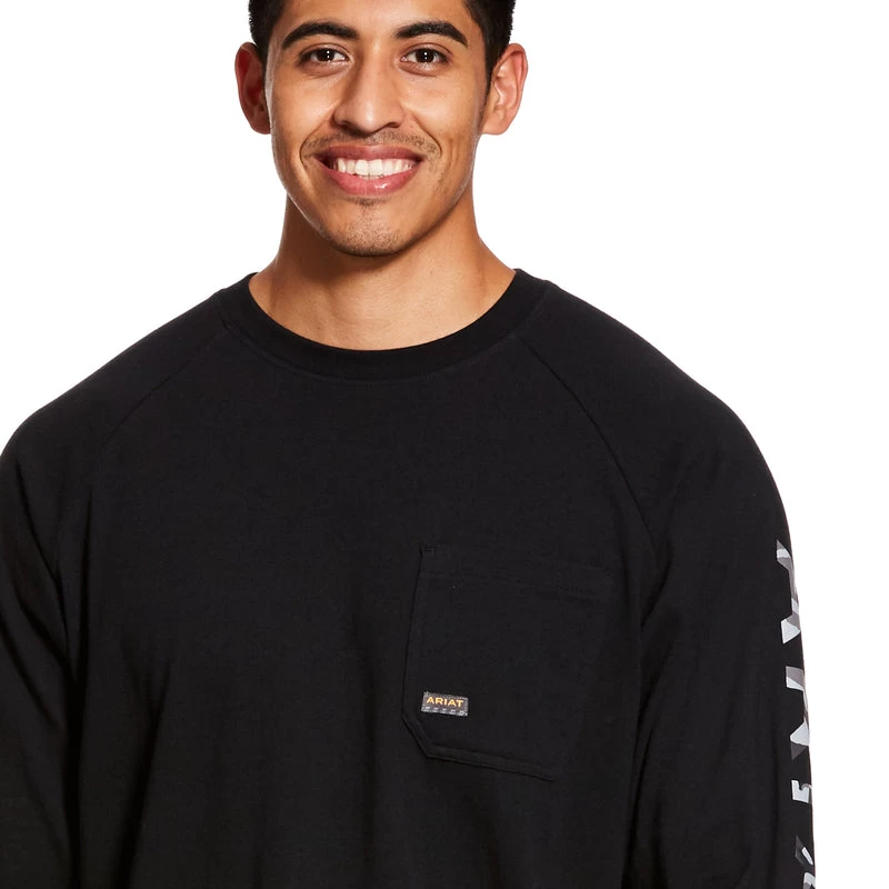 'Ariat' Men's Rebar Cotton Strong Graphic T-Shirt - Black / White 4 'Ariat' Men's Rebar Cotton Strong Graphic T-Shirt - Black / White - Image 2
