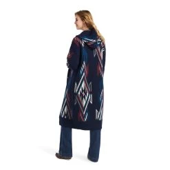'Ariat' Women's Coatigan Chimayo Sweater - Navy Jacquard -inspired Pattern Created By The Artists At -WinterWanderlust Adventures 10042144 back 1024x1024@2x
