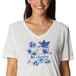 COLUMBIA Women's Bluebird Day Relaxed V-Neck Tee -WinterWanderlust Adventures 2085706 101 alt4