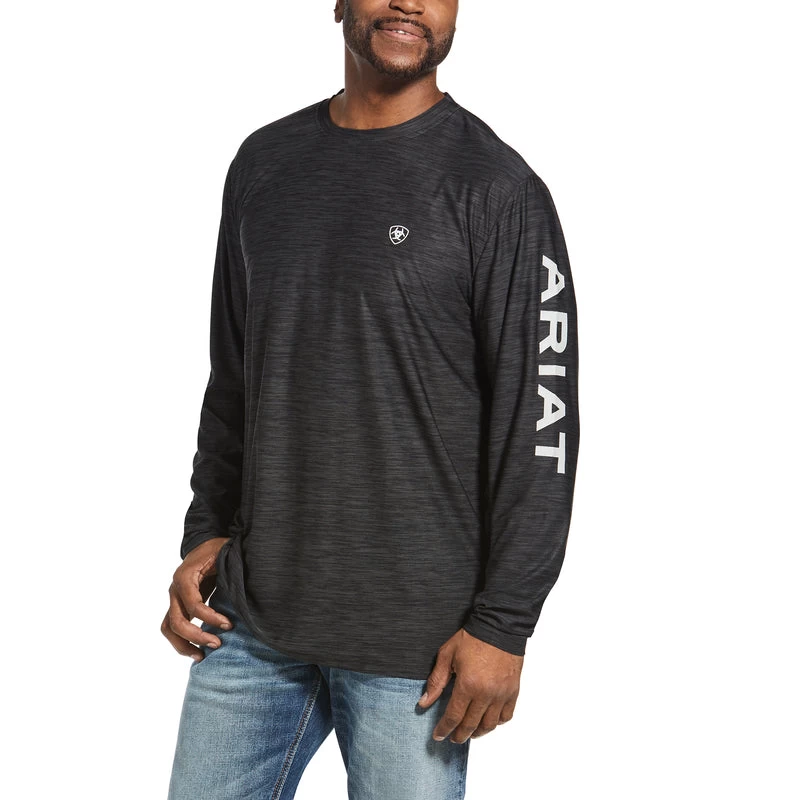 'Ariat' Men's Charger Logo Long Sleeve T-Shirt - Charcoal Heather 3 'Ariat' Men's Charger Logo Long Sleeve T-Shirt - Charcoal Heather
