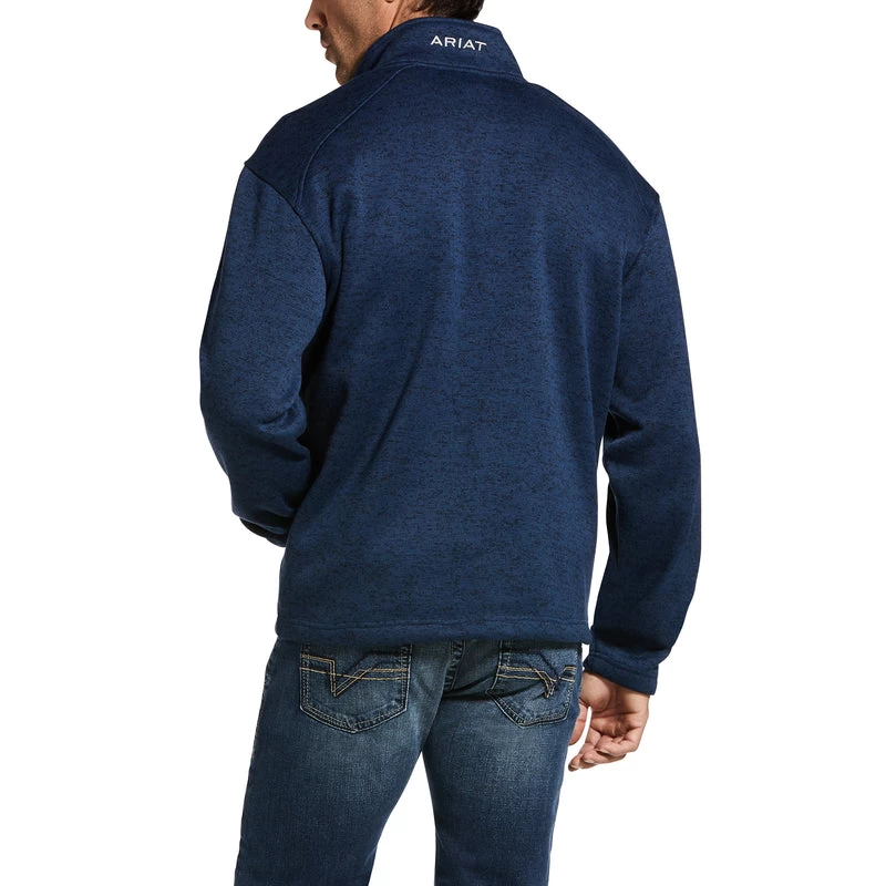 'Ariat' Men's Caldwell 1/4 Zip Pullover - Indigo Heather 5 'Ariat' Men's Caldwell 1/4 Zip Pullover - Indigo Heather - Image 3