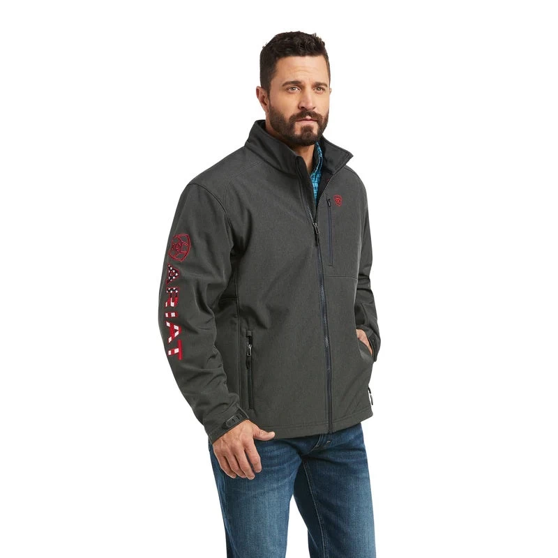 'Ariat' Men's Logo 2.0 Softshell Jacket - Charcoal / Americana 3 'Ariat' Men's Logo 2.0 Softshell Jacket - Charcoal / Americana