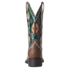 'Ariat' Women's Round Up Square Toe - Tan / Deep Teal -WinterWanderlust Adventures F21 WMS WEST 10038328 heel 1024x1024@2x