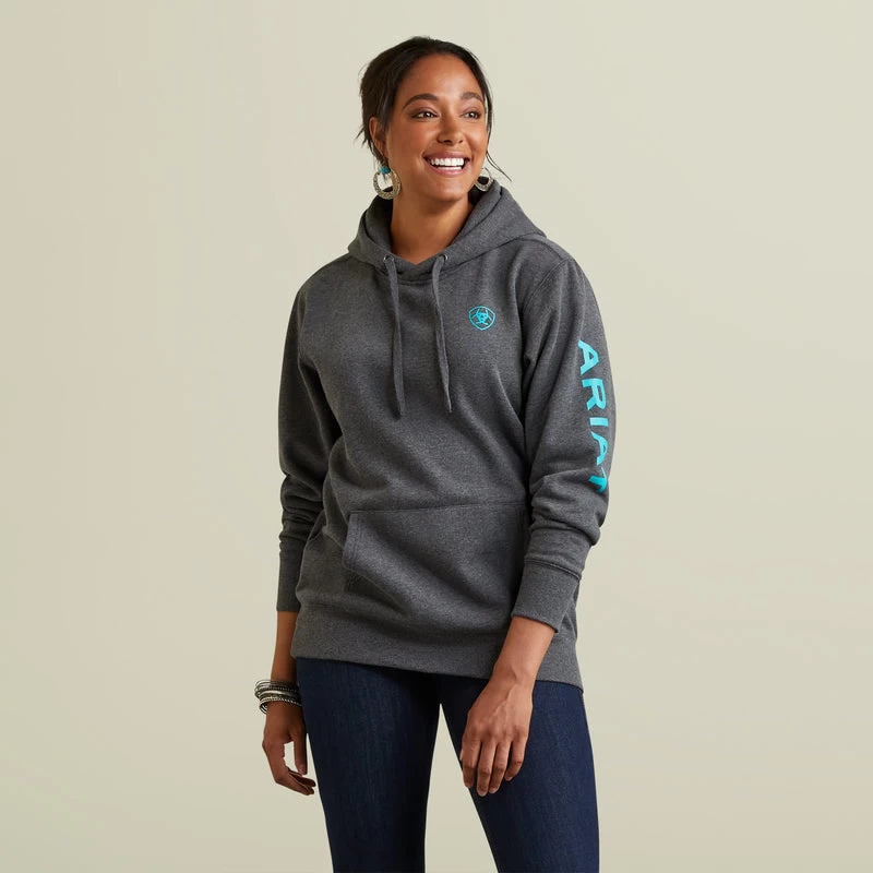 'Ariat' Women's Ariat Logo Hoodie - Charcoal Heather 3 'Ariat' Women's Ariat Logo Hoodie - Charcoal Heather