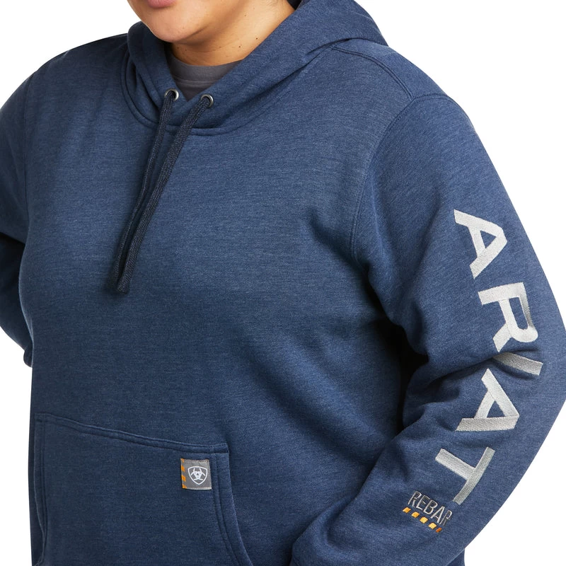 'Ariat' Women's Rebar Graphic Hoodie - Navy Heather 6 'Ariat' Women's Rebar Graphic Hoodie - Navy Heather - Image 4