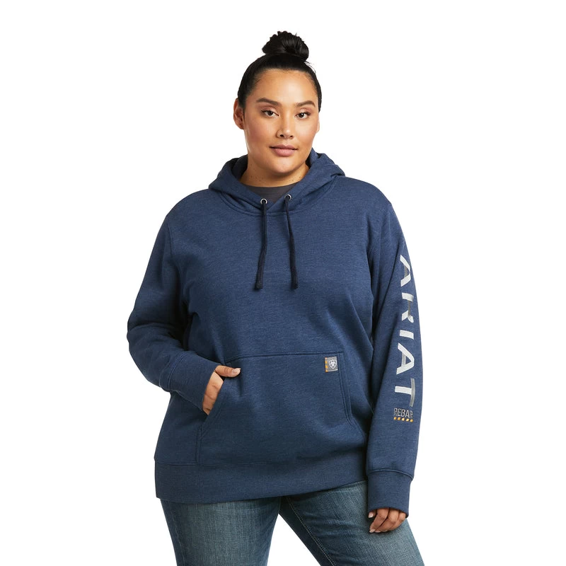 'Ariat' Women's Rebar Graphic Hoodie - Navy Heather 3 'Ariat' Women's Rebar Graphic Hoodie - Navy Heather