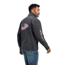 'Ariat' Men's Logo 2.0 Patriot Softshell Water Resistant Jacket - Charcoal
