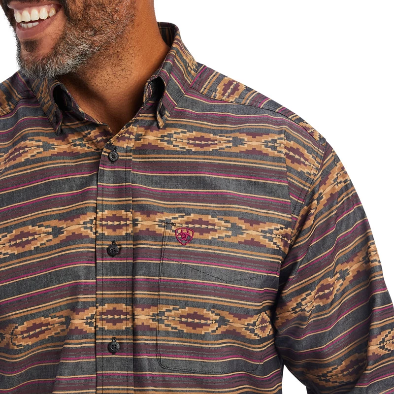 'Ariat' Men's Fletcher Classic Fit Button Down - Claret 4 'Ariat' Men's Fletcher Classic Fit Button Down - Claret - Image 2