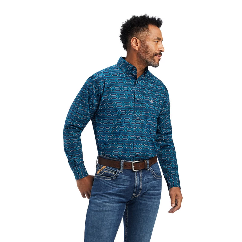 'Ariat' Men's Pro Series Braylen Classic Fit Button Down - Estate Blue 3 'Ariat' Men's Pro Series Braylen Classic Fit Button Down - Estate Blue