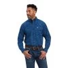 'Ariat' Men's Benji Classic Fit Button Down - Estate Blue -WinterWanderlust Adventures F22 MNS WEST 10041825 front 1024x1024@2x