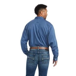 'Ariat' Men's Wrinkle Free Classic Fit Oxford Button Down - Azure Blue -WinterWanderlust Adventures F22 MNS WEST 10042174 back 1024x1024@2x