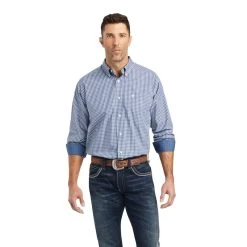'Ariat' Men's Wrinkle Free Eldredge Button Down - Navy / White