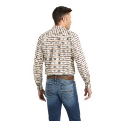 'Ariat' Men's Keon Stretch Fitted Button Down - Beige / Khaki -WinterWanderlust Adventures F22 MNS WEST 10042327 back 1024x1024@2x