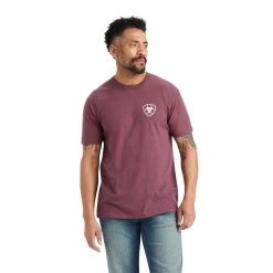'Ariat' Men's Minimalist Tee - Burgundy Heather -WinterWanderlust Adventures F22 MNS WEST 10042641 front 1024x1024@2x