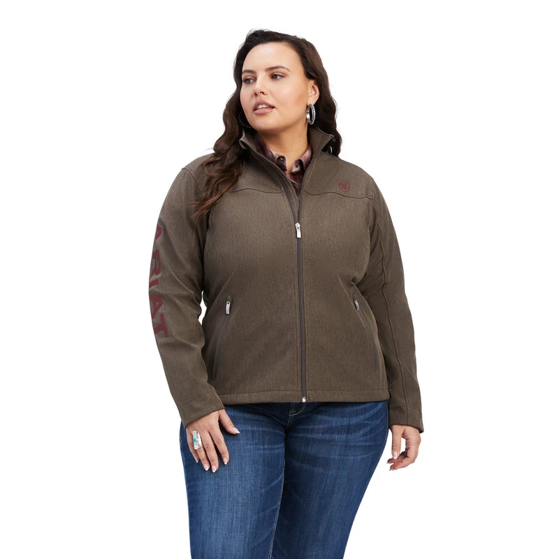 'Ariat' Women's New Team Softshell Jacket - Banyan Bark Heather 4 'Ariat' Women's New Team Softshell Jacket - Banyan Bark Heather - Image 2