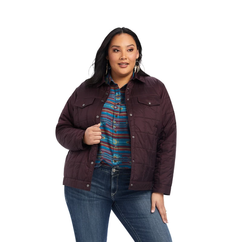 'Ariat' Women's Puffer Trucker Insulated Jacket - Mulberry Wine 4 'Ariat' Women's Puffer Trucker Insulated Jacket - Mulberry Wine - Image 2