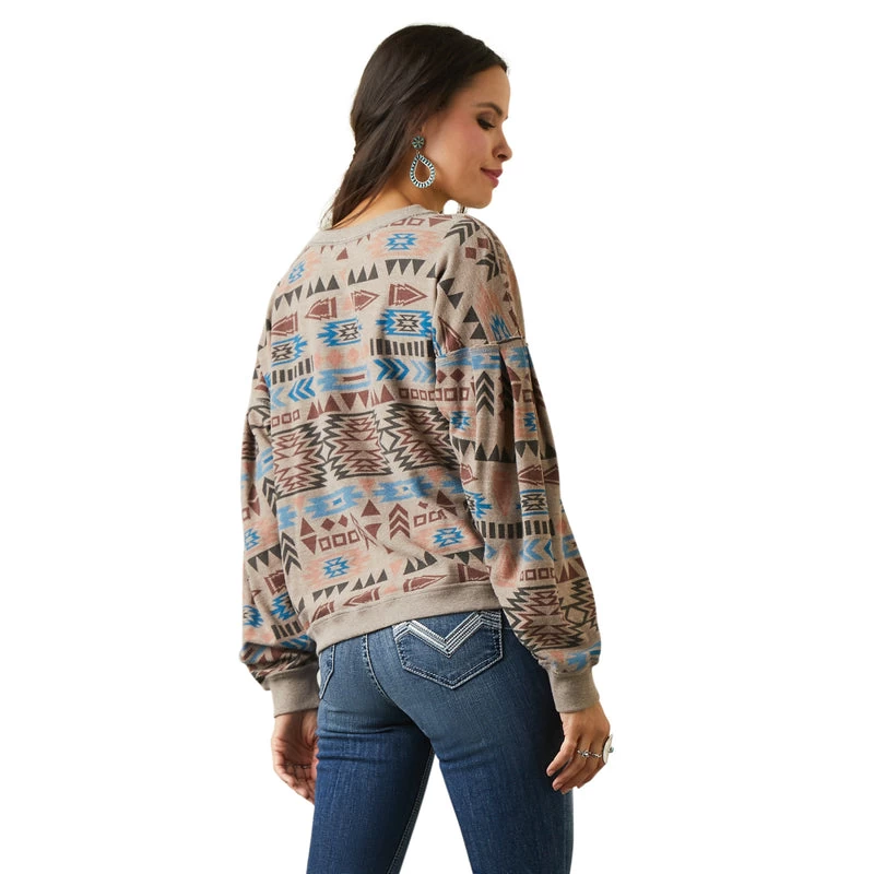 'Ariat' Women's Rainbow Vista Sweatshirt - Brazil Nut Heather 4 'Ariat' Women's Rainbow Vista Sweatshirt - Brazil Nut Heather - Image 2