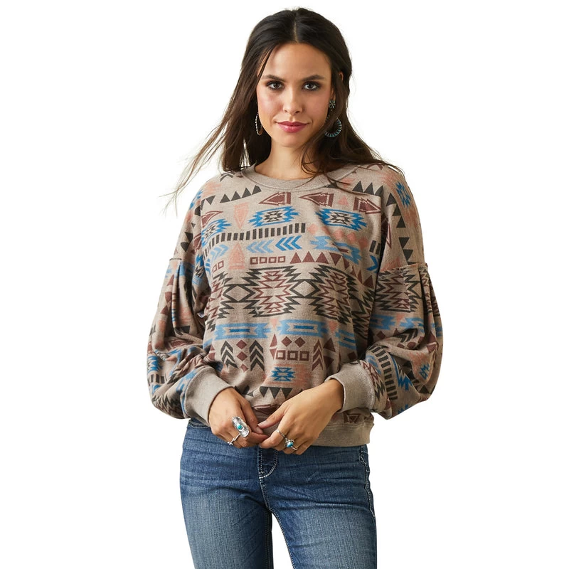 'Ariat' Women's Rainbow Vista Sweatshirt - Brazil Nut Heather 3 'Ariat' Women's Rainbow Vista Sweatshirt - Brazil Nut Heather