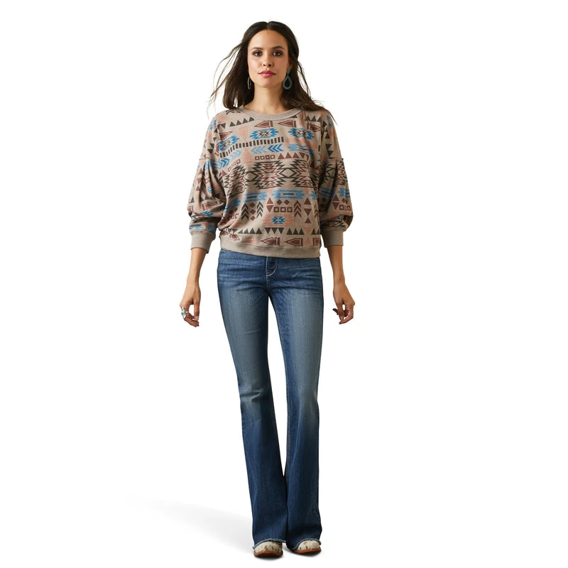 'Ariat' Women's Rainbow Vista Sweatshirt - Brazil Nut Heather 5 'Ariat' Women's Rainbow Vista Sweatshirt - Brazil Nut Heather - Image 3