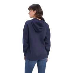 'Ariat' Women's R.E.A.L. Shield Logo Hoodie - Navy Eclipse -WinterWanderlust Adventures F22 WMS WEST 10041679 back 1024x1024@2x
