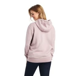 'Ariat' Women's R.E.A.L. Sequin Logo Hoodie - Rose Heather -WinterWanderlust Adventures F22 WMS WEST 10042236 back 1024x1024@2x