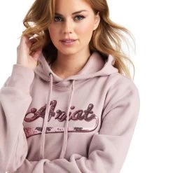 'Ariat' Women's R.E.A.L. Sequin Logo Hoodie - Rose Heather -WinterWanderlust Adventures F22 WMS WEST 10042236 detail01 1024x1024@2x