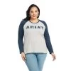 'Ariat' Women's R.E.A.L. Baseball T-Shirt - Heather Grey / Midnight Blue -WinterWanderlust Adventures F22 WMS WEST 10042296 front plus 1024x1024@2x