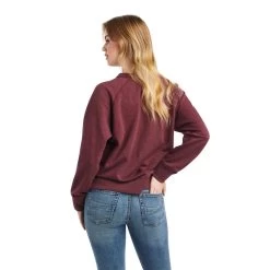 'Ariat' Women's Desert Ride Crewneck Sweatshirt - Maroon Banner -WinterWanderlust Adventures F22 WMS WEST 10042311 back 1024x1024@2x