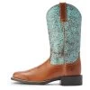 'Ariat' Women's 11" Round Up Western Square Toe - Beduino Brown / Turquoise Floral Emboss -WinterWanderlust Adventures F22 WMS WEST 10042534 side 1024x1024@2x