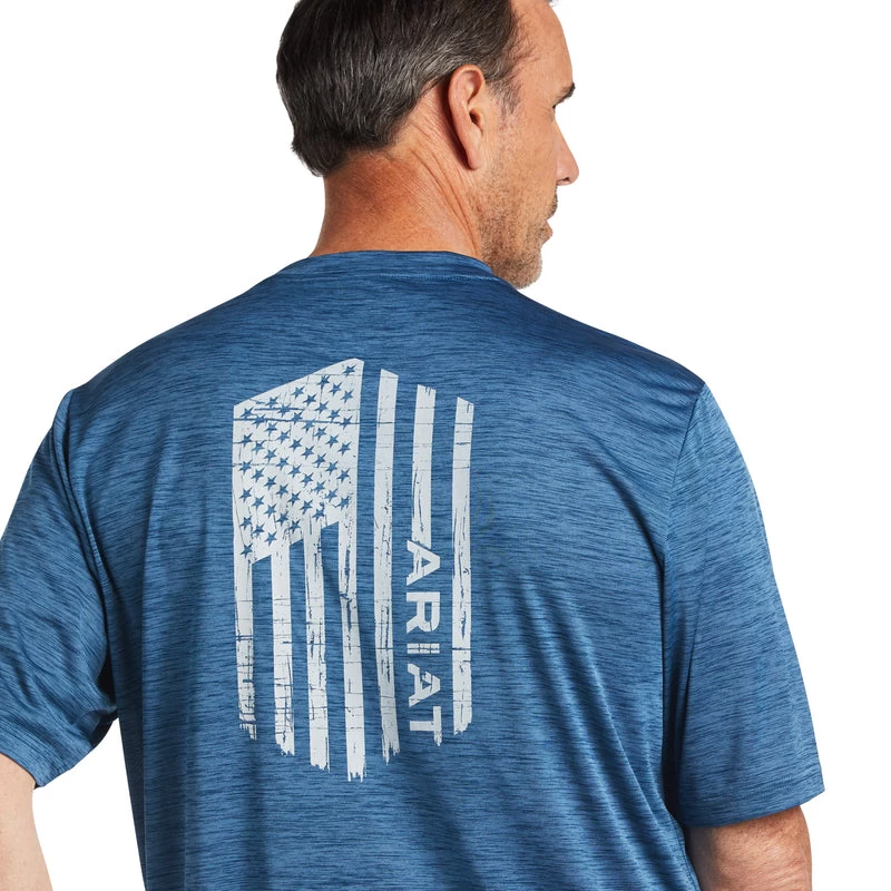 'Ariat' Men's Charger Vertical Flag Tee - Skyfall 3 'Ariat' Men's Charger Vertical Flag Tee - Skyfall