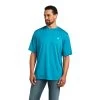'Ariat' Men's Charger Basic Short Sleeve Tee - Young Turquoise -WinterWanderlust Adventures S22 MNS WEST 10040658 front 1024x1024@2x