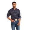 'Ariat' Men's Steeled Stretch Classic Fit Snap Shirt - Peacoat -WinterWanderlust Adventures S22 MNS WEST 10040709 front 1024x1024@2x