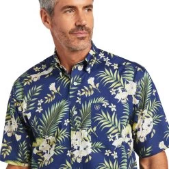 'Ariat' Men's Wrinkle-Free Ephraim Classic Fit Shirt - Nocturnal Blue -WinterWanderlust Adventures S22 MNS WEST 10040725 detail01 1024x1024@2x