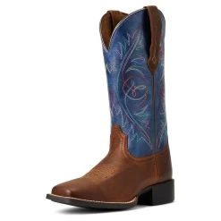 'Ariat' Women's Round Up StretchFit Square Toe - Sassy Brown / Metallic Navy 17 'Ariat' Women's Round Up StretchFit Square Toe - Sassy Brown / Metallic Navy -WinterWanderlust Adventures S22 WMS WEST 10040422 3 4 front 1024x1024@2x