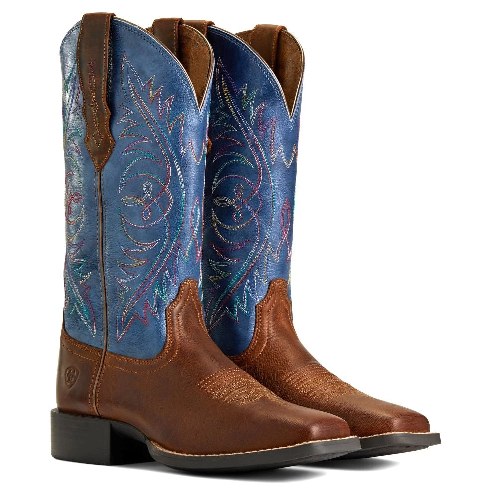 'Ariat' Women's Round Up StretchFit Square Toe - Sassy Brown / Metallic Navy 8 'Ariat' Women's Round Up StretchFit Square Toe - Sassy Brown / Metallic Navy - Image 6
