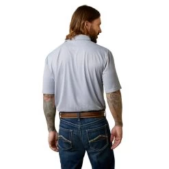 'Ariat' Men's All Over Print Tek Polo - Medium Grey -WinterWanderlust Adventures S23 MNS WEST 10043338 back 1024x1024@2x