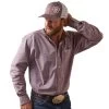 'Ariat' Men's Solid Slub Classic Fit Button Down - Wine Club -WinterWanderlust Adventures S23 MNS WEST 10043360 front 1024x1024@2x
