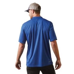 'Ariat' Men's Tek Polo - Monaco Blue -WinterWanderlust Adventures S23 MNS WEST 10043501 back 1024x1024@2x