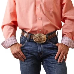 'Ariat' Men's Wrinkle Free Oxford Classic Fit Button Down - Peach Echo