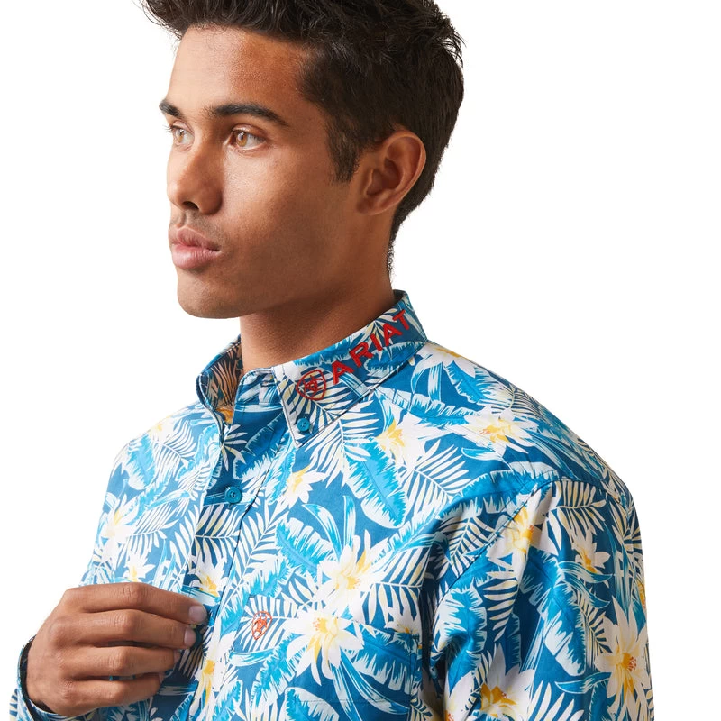 'Ariat' Men's Team Spencer Casual Button Down - Lyons Blue 4 'Ariat' Men's Team Spencer Casual Button Down - Lyons Blue - Image 2