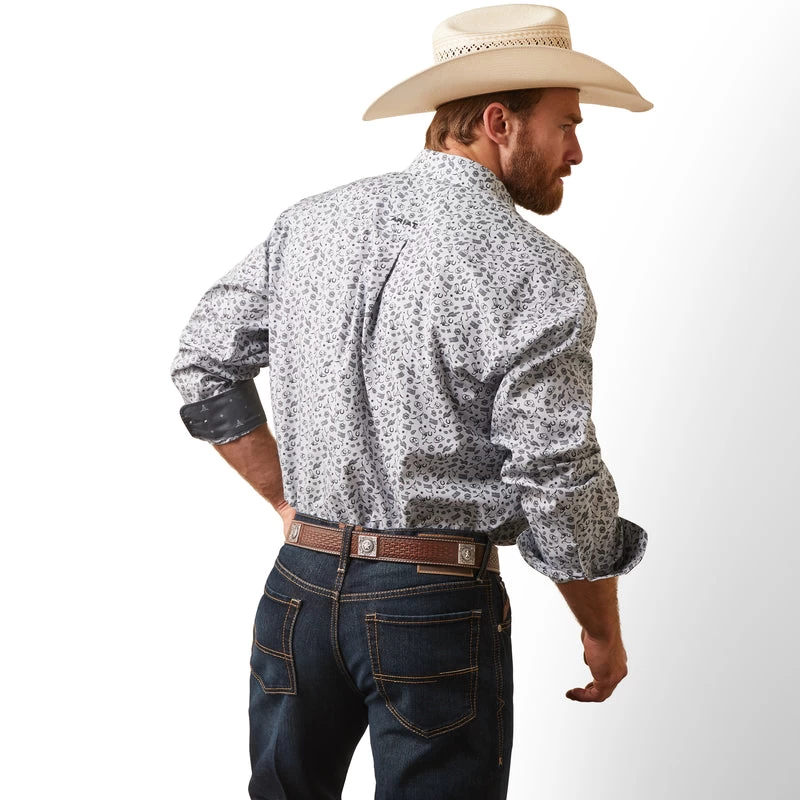 'Ariat' Men's Wrinkle Free Fortune Classic Fit Button Down - Grey 6 'Ariat' Men's Wrinkle Free Fortune Classic Fit Button Down - Grey - Image 4