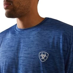 'Ariat' Men's Charger Ariat Proud Shield T-Shirt - Monaco Blue -WinterWanderlust Adventures S23 MNS WEST 10043764 detail01 1024x1024@2x