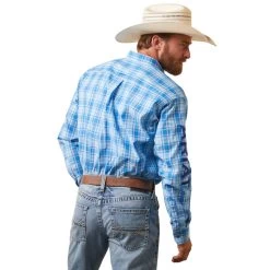 'Ariat' Men's Pro Series Team Hogan Classic Fit Button Down - Blue -WinterWanderlust Adventures S23 MNS WEST 10043872 back 1024x1024@2x