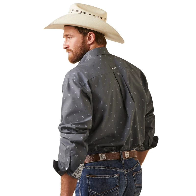 'Ariat' Men's Wrinkle Free Faraz Classic Fit Button Down - Weathered Slate 4 'Ariat' Men's Wrinkle Free Faraz Classic Fit Button Down - Weathered Slate - Image 2