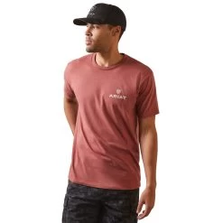 'Ariat' Men's Land Of The Free T-Shirt - Red Clay Heather -WinterWanderlust Adventures S23 MNS WEST 10044744 front 1024x1024@2x