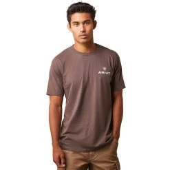 'Ariat' Men's Patch T-Shirt - Brown Heather -WinterWanderlust Adventures S23 MNS WEST 10044758 front 1024x1024@2x