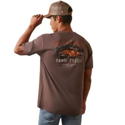 'Ariat' Men's Farm Truck T-Shirt - Brown Heather -WinterWanderlust Adventures S23 MNS WEST 10044768 back 1024x1024@2x