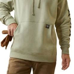 'Ariat' Men's Rebar Graphic Hoodie - Desert Sage Heather -WinterWanderlust Adventures S23 MNS WORK 10043588 detail03 1024x1024@2x