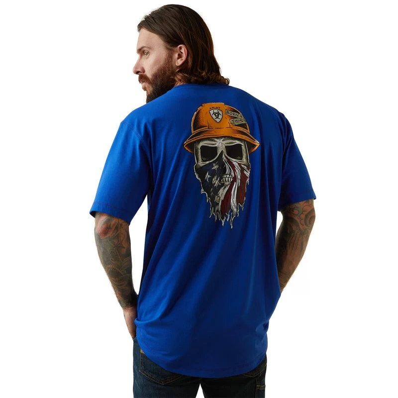 'Ariat' Men's Rebar Workman Born For This T Shirt - Blue Heather 3 'Ariat' Men's Rebar Workman Born For This T Shirt - Blue Heather