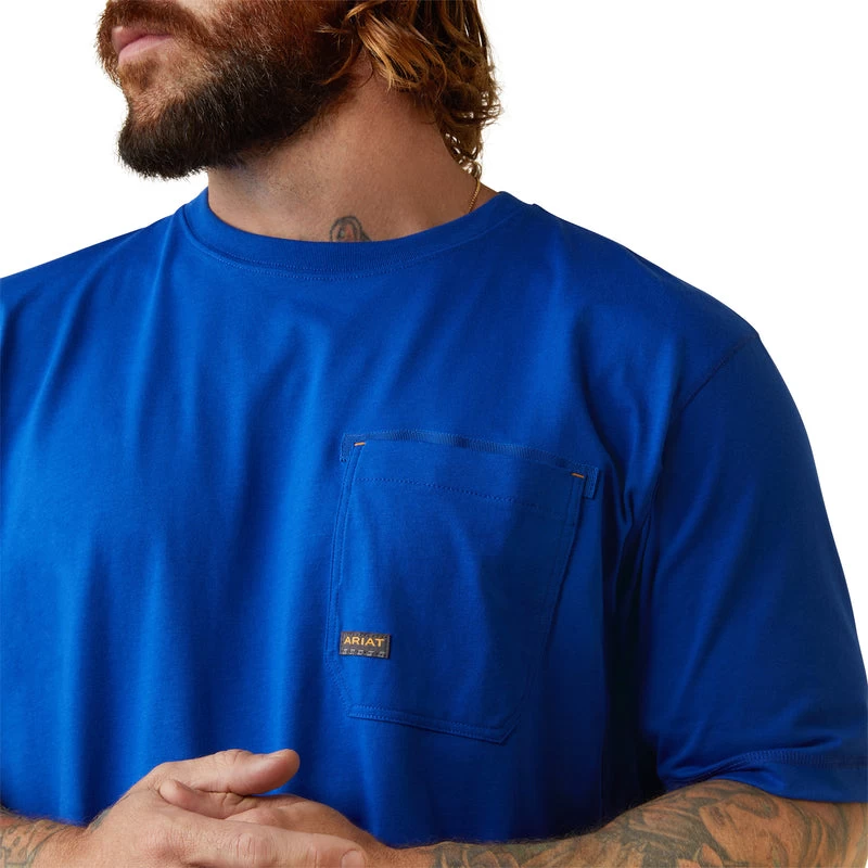 'Ariat' Men's Rebar Workman Born For This T Shirt - Blue Heather 6 'Ariat' Men's Rebar Workman Born For This T Shirt - Blue Heather - Image 4